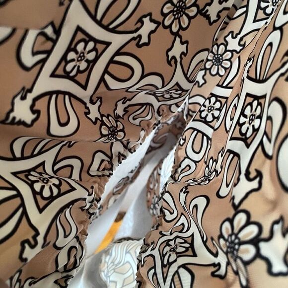 Gretchen Scott Dress Womens M Piazza Jersey Corset Sheath Tan Ruched Preppy - Picture 4 of 5